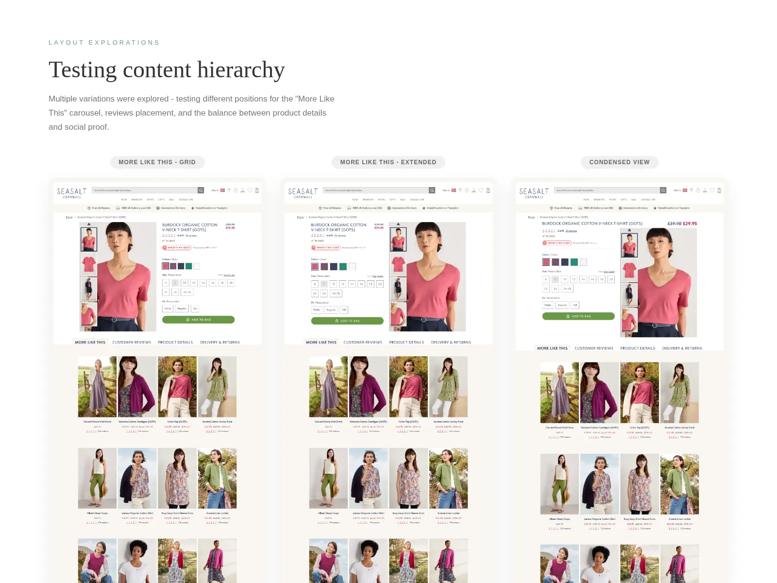 Three layout variations: More Like This as a grid, More Like This extended, and a condensed view